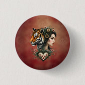 Zauberhafte Steampunk-Blumenwelt Button (Vorderseite)