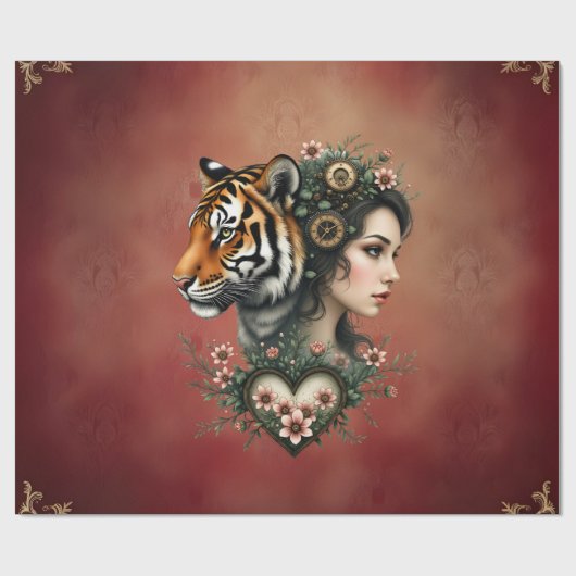 Zauberhafte Steampunk-Blumenwelt Geschenkpapier (Flach)