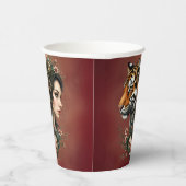 Zauberhafte Steampunk-Blumenwelt Pappbecher (Rechts)