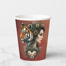 Zauberhafte Steampunk-Blumenwelt Pappbecher