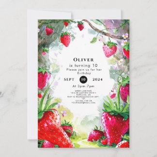 Zauberhafte Strawberry zum Geburtstag Einladung