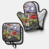 Zauberhafte Toadstools Fantasy Kitchen Ofenhandschuh & Topflappen-Set (Vorderseite/Rückseite)