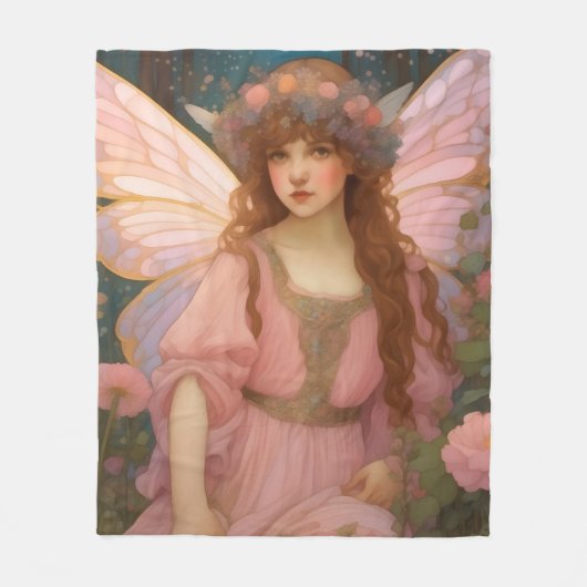 Zauberhafte Träume: Ein weißes rosafarbenes Portra Fleecedecke (Vorderseite)