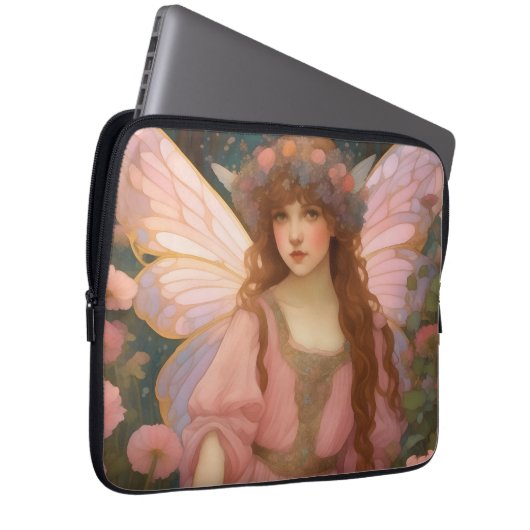 Zauberhafte Träume: Ein weißes rosafarbenes Portra Laptopschutzhülle (Vorne Rechts)