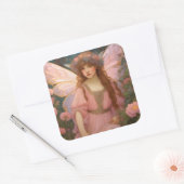 Zauberhafte Träume: Ein weißes rosafarbenes Portra Quadratischer Aufkleber (Umschlag)