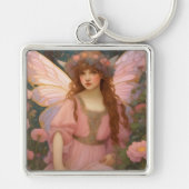 Zauberhafte Träume: Ein weißes rosafarbenes Portra Schlüsselanhänger (Vorne)