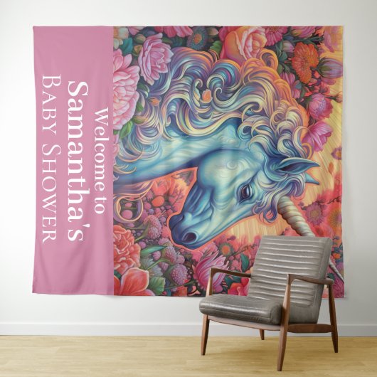 Zauberhafte Unicorn Babydusche im Hintergrund Wandteppich (Beispiel (Horizontal))