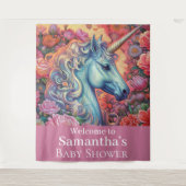 Zauberhafte Unicorn Babydusche im Hintergrund Wandteppich (Vorderseite)