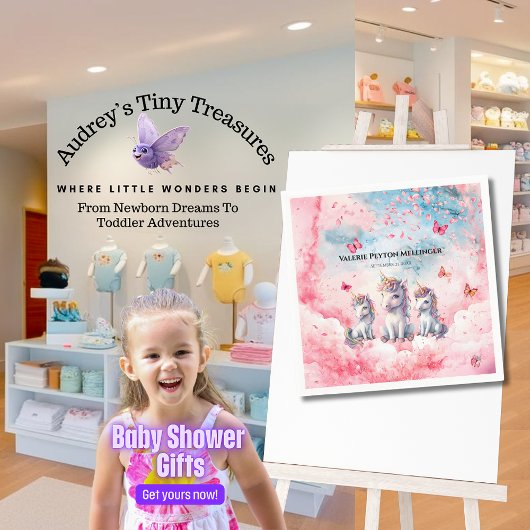 Zauberhafte Unicorn Babyduschpapier Napkins Serviette