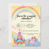 Zauberhafte, unicorn-Regenbogen-Himmel glänzender  Einladung (Vorderseite)