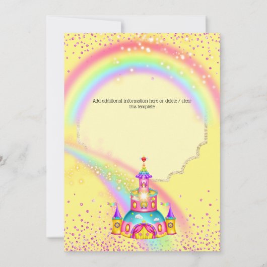 Zauberhafte, unicorn-Regenbogen-Himmel glänzender Einladung (Rückseite)