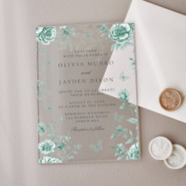 Zauberhafte Vintage Blumenzwiebelhochzeit Acryleinladungen