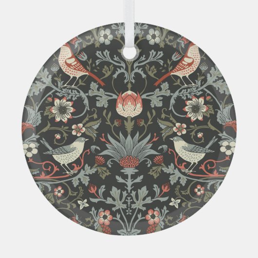 Zauberhafte Vintage Blütenvögel Ornament Aus Glas (Vorderseite)