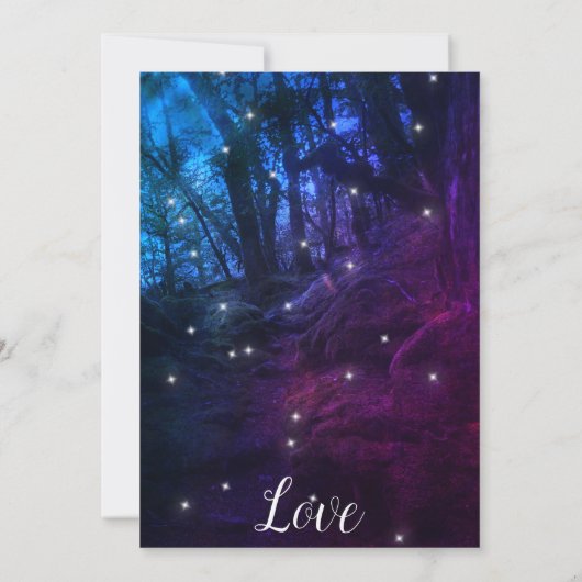 Zauberhafte Waldbäume feiern Hochzeit Einladung (Rückseite)