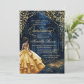 Zauberhafte Waldgelbe Goldquinceñera Einladung (Stehend Vorderseite)