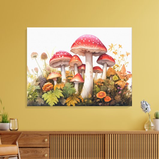 Zauberhafte Waldmushroom-Wiese Leinwanddruck (Insitu (Wohnzimmer))
