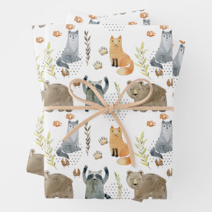 Zauberhafte Waldtiere Geschenk zur Babyparty Geschenkpapier Set