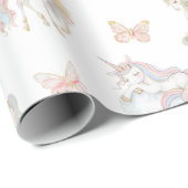 Zauberhafte Wasserfarbe Einhorn Geburtstag Geschenkpapier (Rolleneckpunkt)