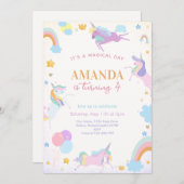 Zauberhafte Wasserfarbe Einhorn-Regenbogengeburt Einladung (Vorne/Hinten)