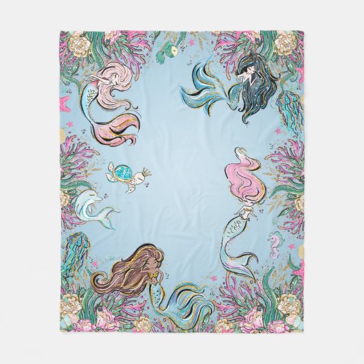 Zauberhafte Wasserfarbenmagd Fleecedecke (Vorderseite)