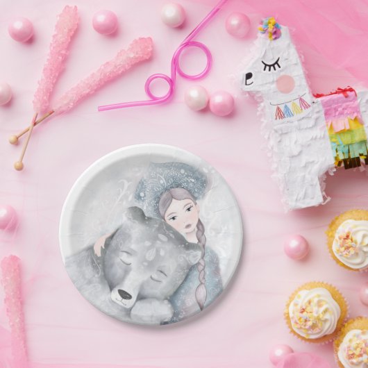 Zauberhafte Weihnachtsbären & Girl Pappteller (Party)