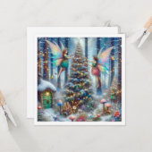 Zauberhafte Weihnachtsbaume und Elfen Karte (Vorderseite/Rückseite Beispiel)