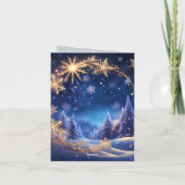 Zauberhafte Weihnachtszeit - goldene Schneeflocken Feiertagskarte (Rückseite)