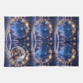 Zauberhafte Weihnachtszeit - goldene Schneeflocken Geschirrtuch (Horizontal)