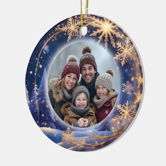 Zauberhafte Weihnachtszeit - goldene Schneeflocken Keramik Ornament (Links)