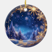 Zauberhafte Weihnachtszeit - goldene Schneeflocken Keramik Ornament (Hinten)