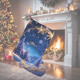 Zauberhafte Weihnachtszeit - goldene Schneeflocken Kleiner Weihnachtsstrumpf