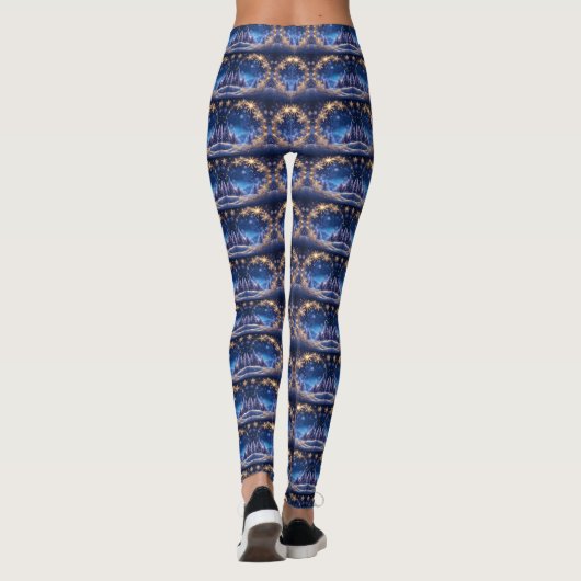 Zauberhafte Weihnachtszeit - goldene Schneeflocken Leggings (Rückseite)