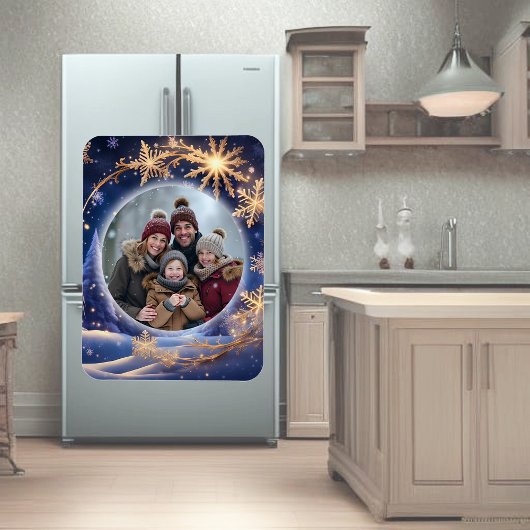 Zauberhafte Weihnachtszeit - goldene Schneeflocken Magnet