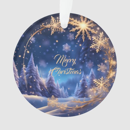 Zauberhafte Weihnachtszeit - goldene Schneeflocken Ornament (Vorderseite)