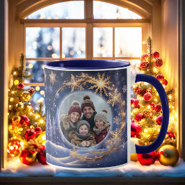Zauberhafte Weihnachtszeit - goldene Schneeflocken Tasse