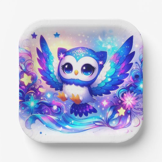 Zauberhafte Whimsical Owl Babydusche Pappteller (Vorderseite)