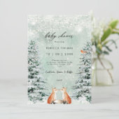 zauberhafte Winterwald Fuchs Babydusche Einladung (Stehend Vorderseite)