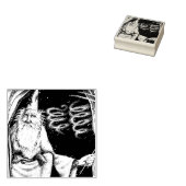 Zauberhafter alter Zauberer in Höhle mit Fernüberw Gummistempel (Stempel)