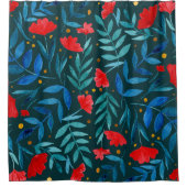 Zauberhafter Aquarellgarten - aquamarin und rot Duschvorhang (Vorderseite)