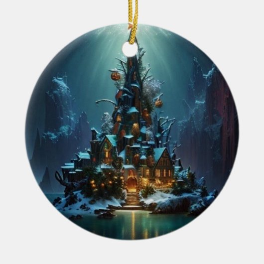 Zauberhafter Atlantis Weihnachtsbaumschmuck Keramik Ornament (Vorne)