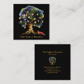 Zauberhafter Baum mit Laternen Holzfuchs, Schale Quadratische Visitenkarte (Vorne/Hinten)