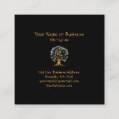 Zauberhafter Baum mit Laternen Holzfuchs, Schale Quadratische Visitenkarte (Rückseite)