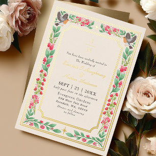 Zauberhafter botanischer Blumengarten Hochzeit in  Folieneinladung