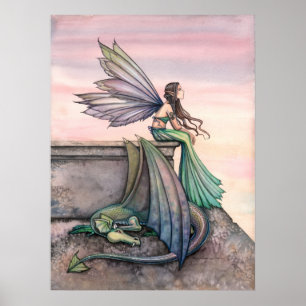 Zauberhafter Dämmerungsfee-Drache-Plakat Poster