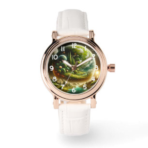 Zauberhafter Fantasieplan mit Himmelskunst Armbanduhr