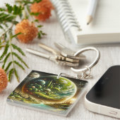 Zauberhafter Fantasieplan mit Himmelskunst Schlüsselanhänger (Vorderseite rechts)