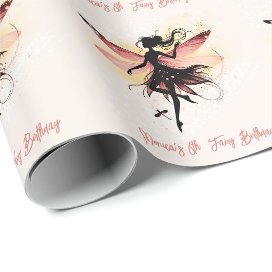 Zauberhafter Fee Silhouette Kindergeburtstag Geschenkpapier (Rolleneckpunkt)