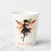 Zauberhafter Fee Silhouette Kindergeburtstag Pappbecher (Rückseite)