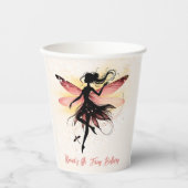 Zauberhafter Fee Silhouette Kindergeburtstag Pappbecher (Vorderseite)