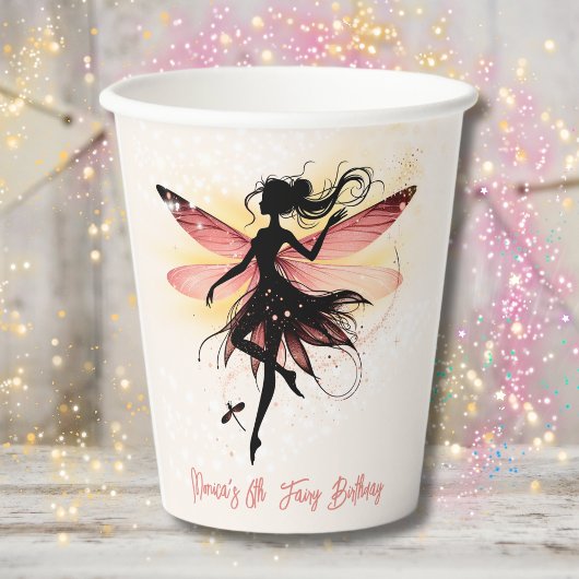 Zauberhafter Fee Silhouette Kindergeburtstag Pappbecher